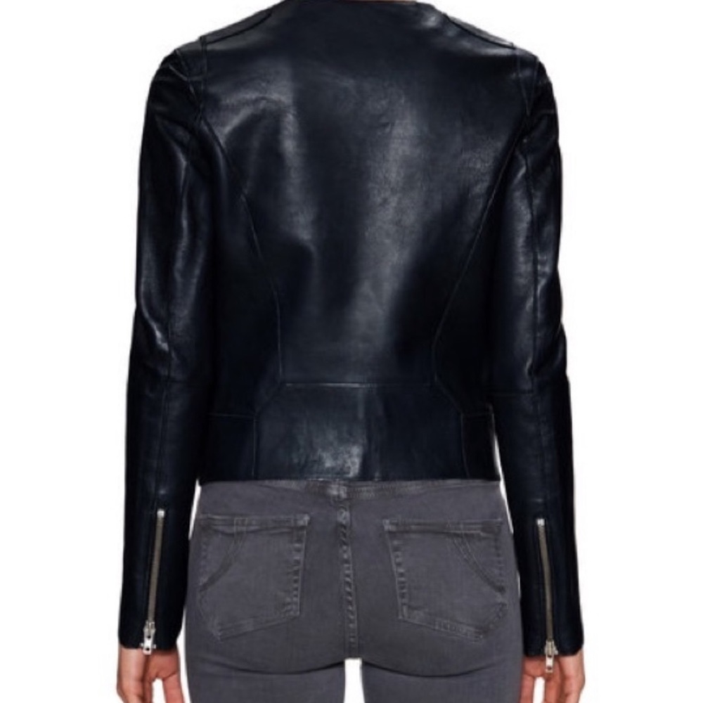 Maje Lamb Leather Moto Jacket - Picture 3 of 16